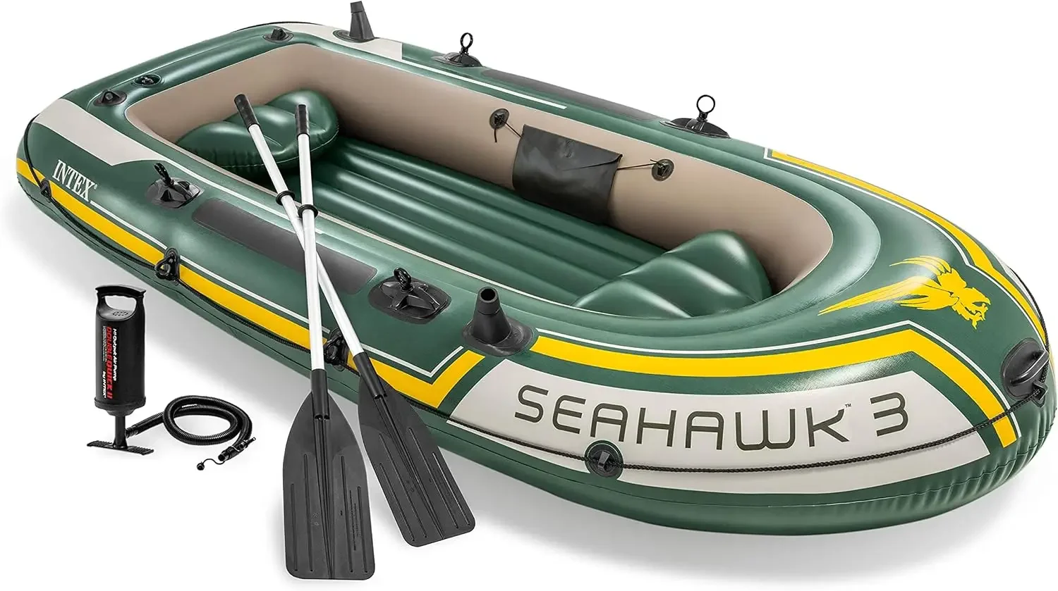 Fishing Rod Boat - INTEX 66332EP Seahawk 2 aufblasbares Boot-Set: